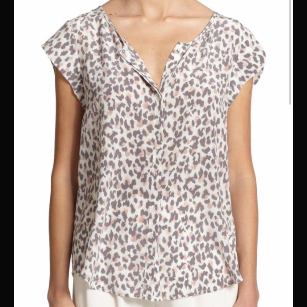Joie Iva Pink and Gray Animal Print Top